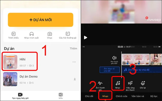 Chọn video muốn thêm nhạc