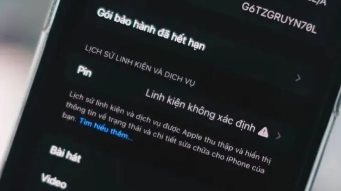 Bước 1: Kiểm tra Lịch sử linh kiện và dịch vụ