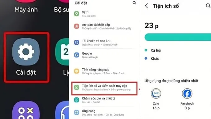 Cách xem thời gian sử dụng điện thoại trên Samsung