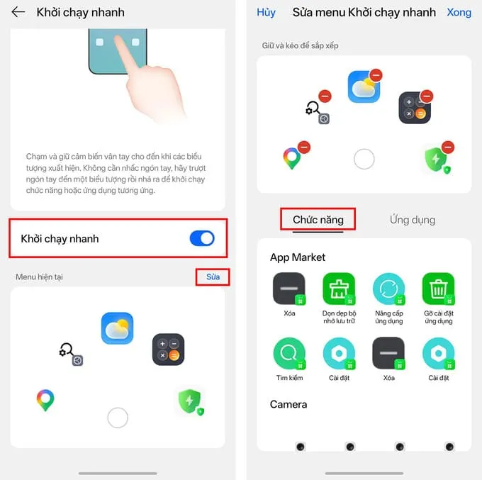 Bật công tắc Khởi chạy nhanh
