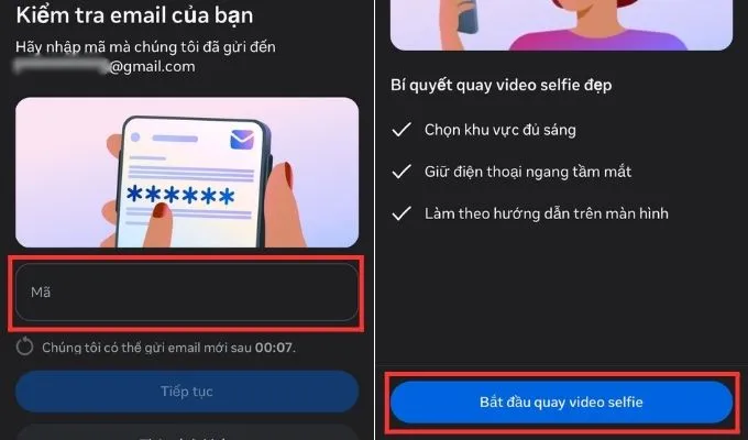 Bước 4: Xác minh bằng mã gửi qua email