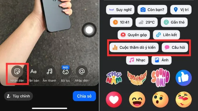 Hướng dẫn cách tạo câu hỏi trên story Facebook