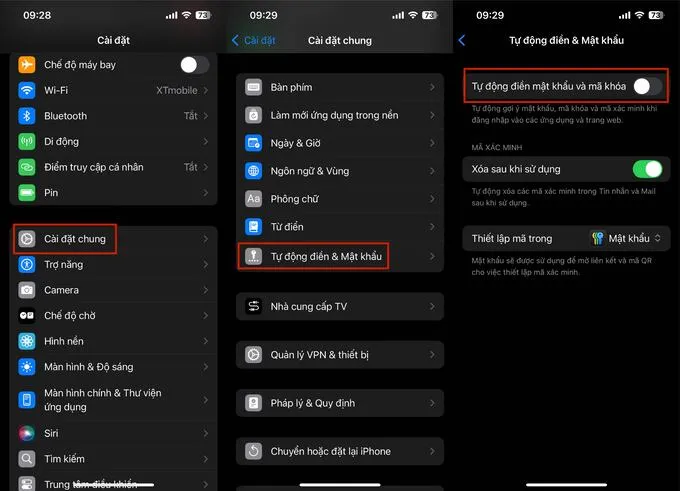 Cách tắt gợi ý mật khẩu trên iPhone trong cài đặt hệ thống