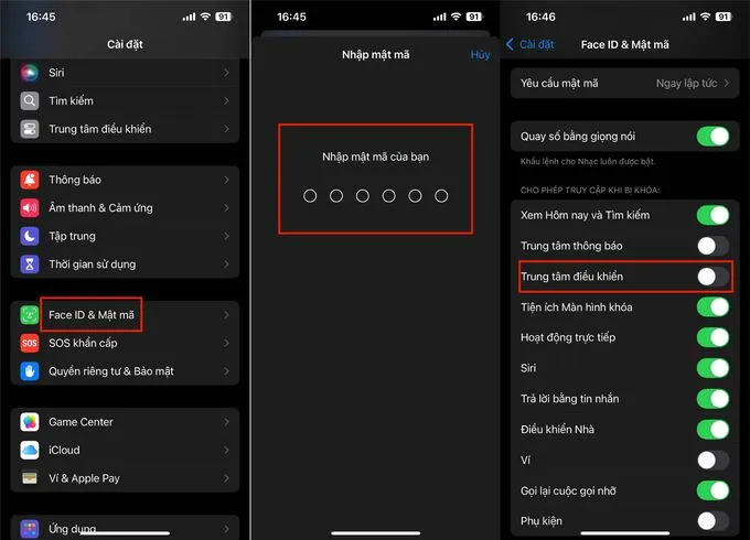 Cách tắt trung tâm điều khiển khi khóa màn hình iPhone