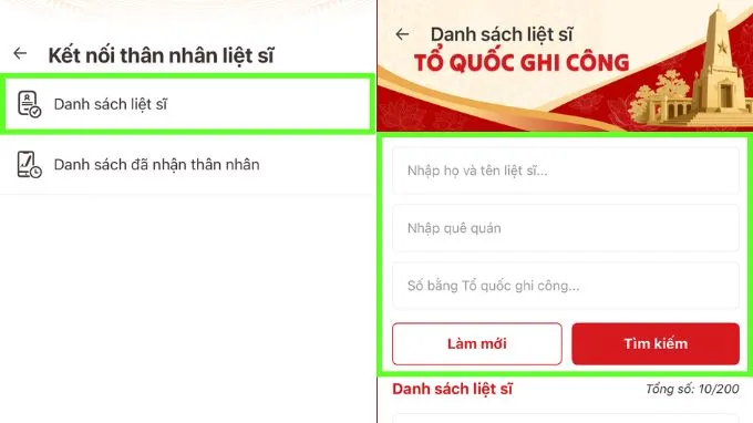 Cách tra cứu thông tin liệt sĩ trên VNeID