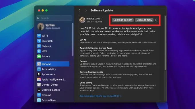 Cập nhật phiên bản hệ điều hành macOS mới nhất