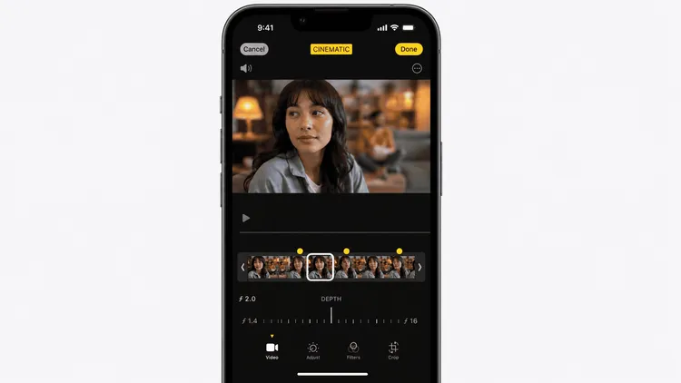 Cinematic Mode iPhone 14 chỉnh điểm focus video trong Photos app sau khi quay