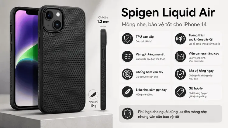 Ốp lưng Spigen Liquid Air iPhone 14