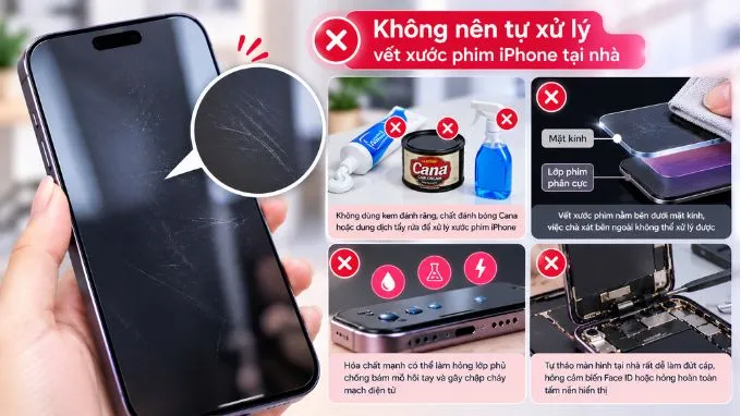 Có nên tự xử lý vết xước phim iPhone tại nhà?