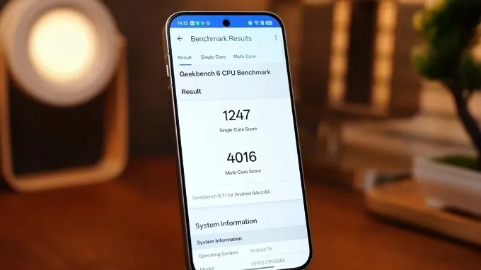 OPPO Reno16 5G đạt hơn 4.000 điểm Geekbench 6 đa nhân