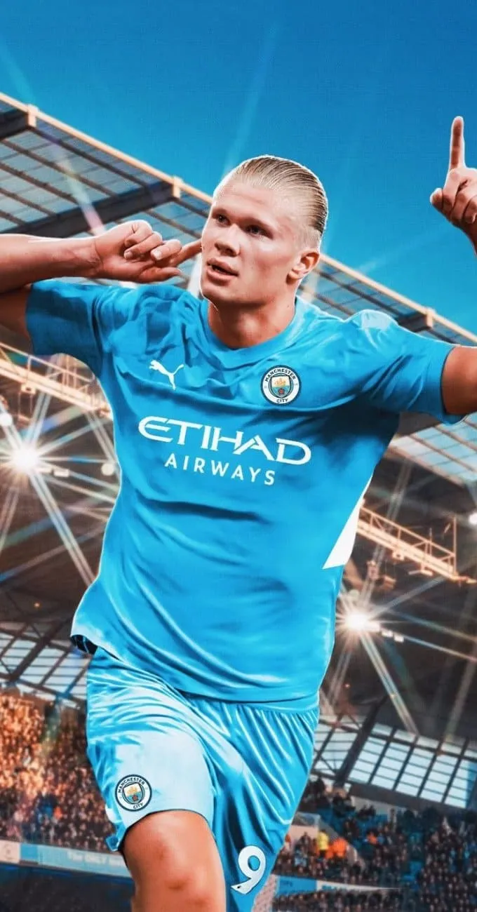 Hình nền Haaland trong màu áo Manchester City