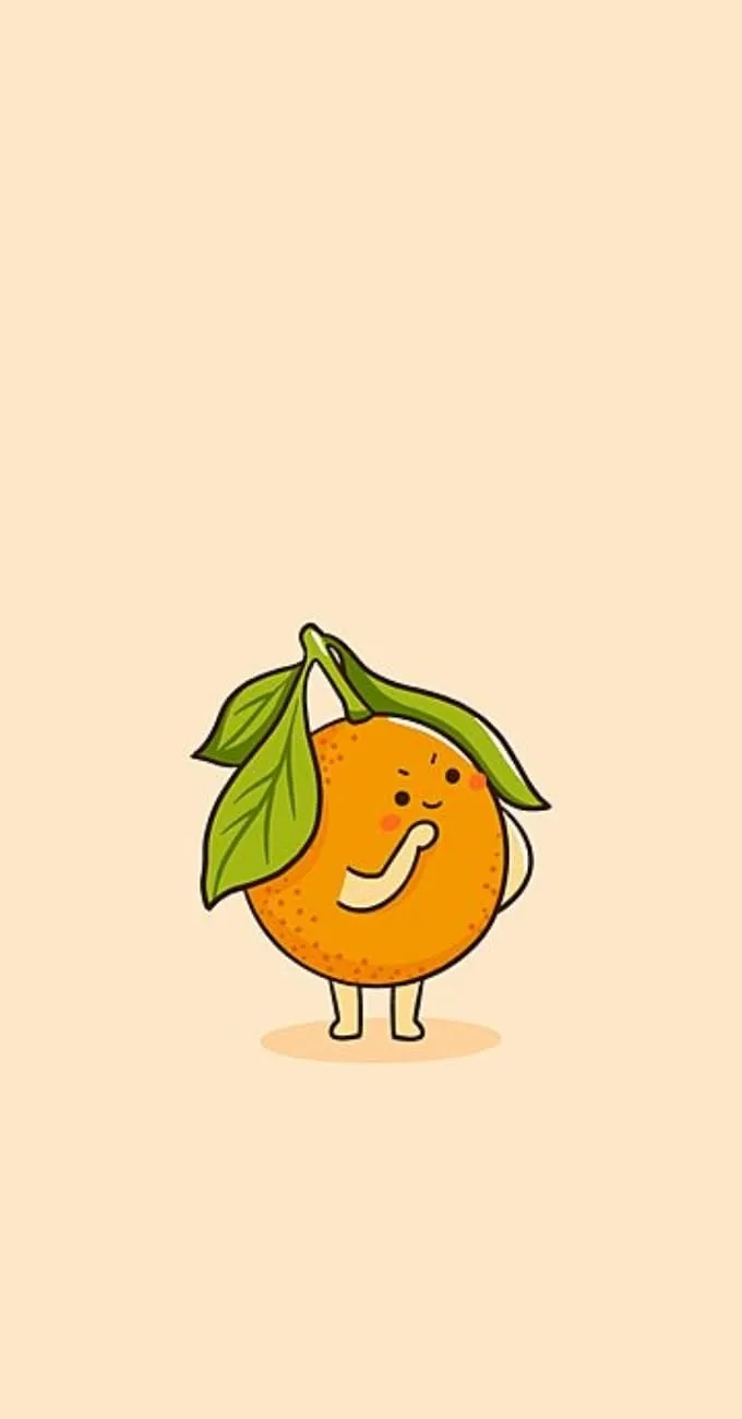 Hình nền quả cam phong cách hoạt hình, dễ thương