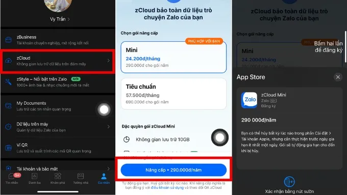 Cách đăng ký zCloud trên điện thoại
