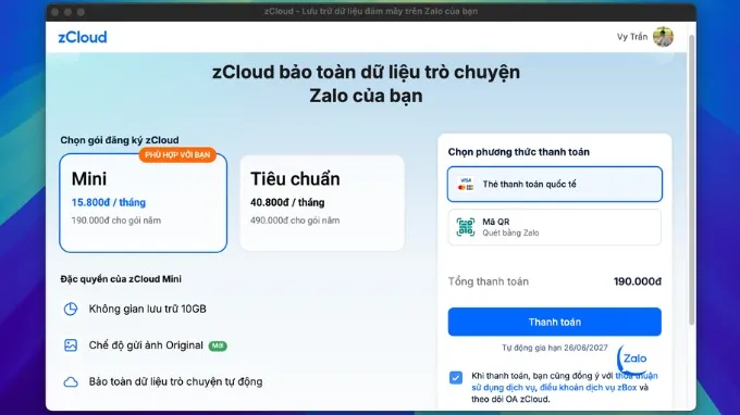 Cách đăng ký zCloud trên máy tính