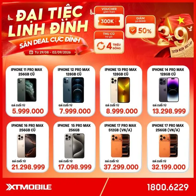Danh sách điện thoại iPhone sale 2/9 tại XTmobile