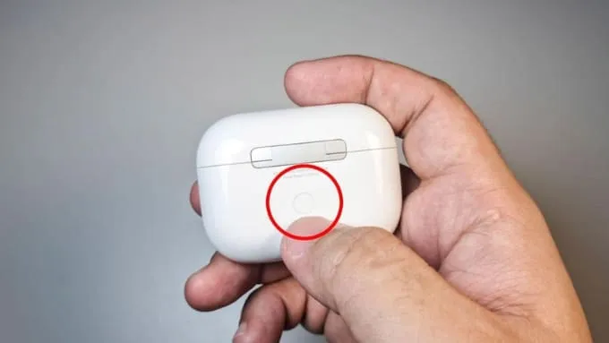 Nhấn và giữ nút Setup ở mặt sau hộp sạc trong khoảng 15 giây
