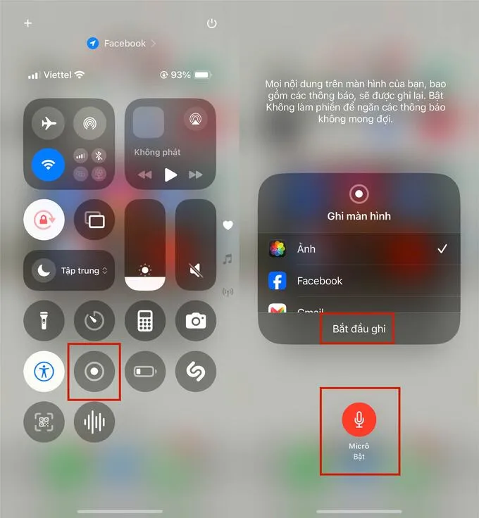 Bật lại micro trên iPhone khi quay màn hình