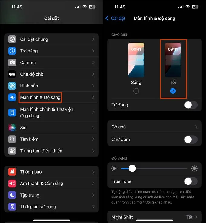 Bật chế độ tối (Dark Mode) trên điện thoại