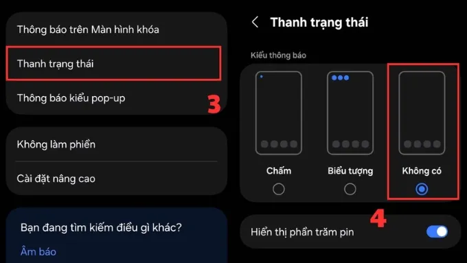 Tắt thanh thông báo hoặc nút ảo cố định bước 2