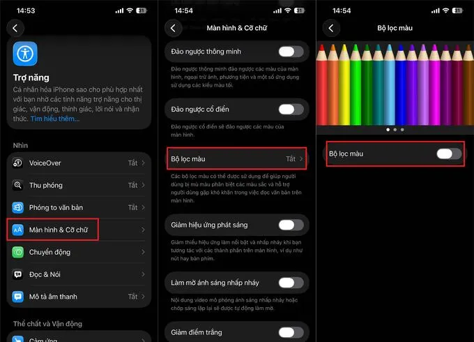 Điều chỉnh lại bộ lọc màu của iPhone