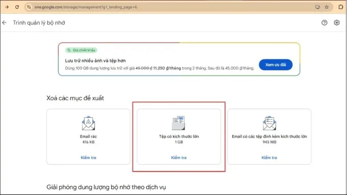 Kiểm tra bộ nhớ Google Drive