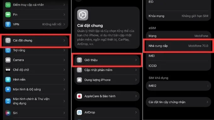 Kiểm tra thông tin nhà cung cấp trong Cài đặt chung