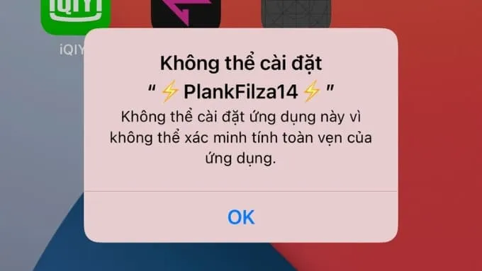Lỗi không thể xác minh tính toàn vẹn của ứng dụng là gì?
