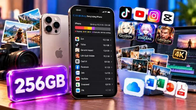 iPhone cũ 256GB: Không gian lưu trữ thoải mái, dùng lâu dài