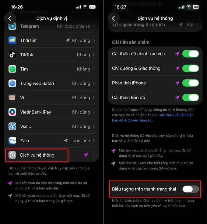Cách tắt biểu tượng mũi tên màu xanh trên iPhone đơn giản