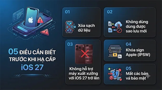 05 điều cần biết trước khi hạ cấp iOS 27