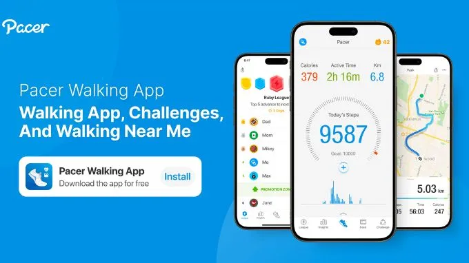 Pacer là app đếm bước chân trên điện thoại tập trung nhiều vào hoạt động đi bộ