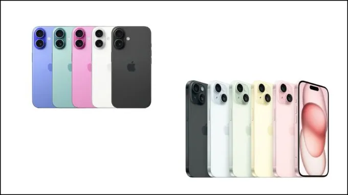 Hình ảnh bảng màu iPhone 15 và iPhone 16