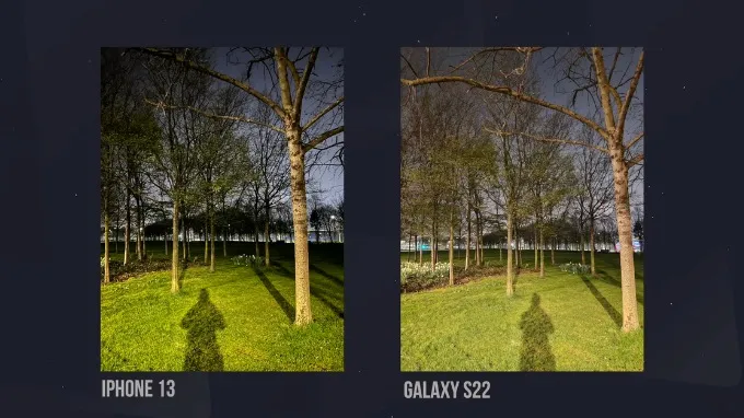 So sánh Galaxy S22 và iPhone 13 về ảnh chụp thiếu sáng