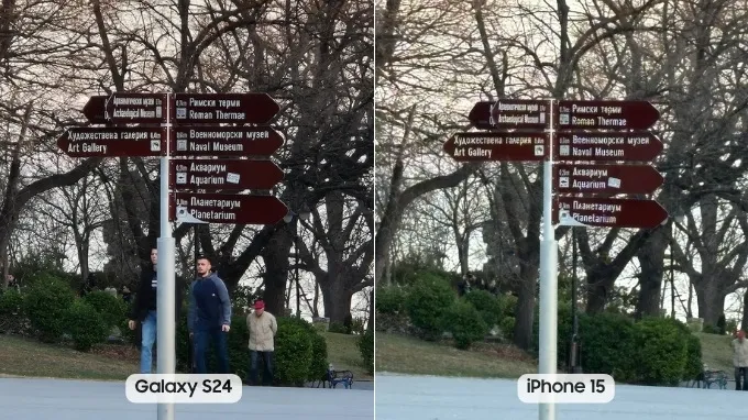 so sánh iPhone 15 và Galaxy S24 về ảnh chụp zoom