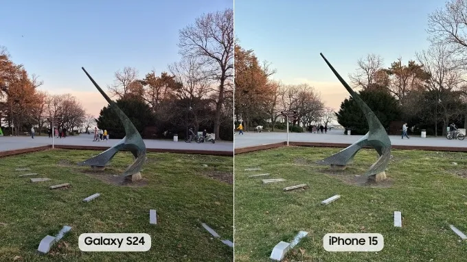 so sánh iPhone 15 và Galaxy S24 về ảnh chụp từ camera chính