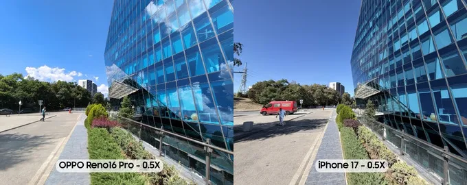 So sánh OPPO Reno16 Pro và iPhone 17 về camera góc siêu rộng