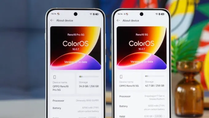 OPPO Reno16 Pro được trang bị MediaTek Dimensity 8550 Super (4nm)