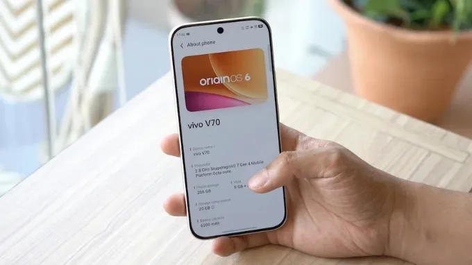 Vivo V70 được cài đặt OriginOS 6 với phong cách thiết kế hiện đại