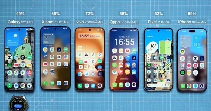 Vivo X500 Pro Max tiếp tục duy trì ngôi đầu với 72% dung lượng còn lại