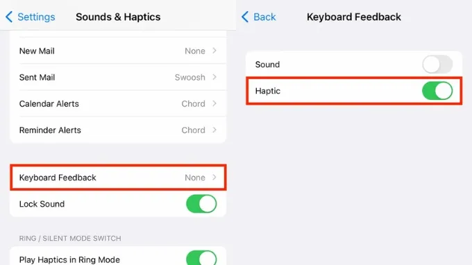 Tắt phản hồi bàn phím Haptic (Haptic Keyboard Feedback)