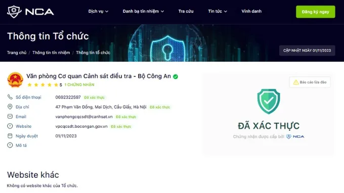 Tra cứu qua Trung tâm Giám sát an toàn không gian mạng quốc gia (NCSC)