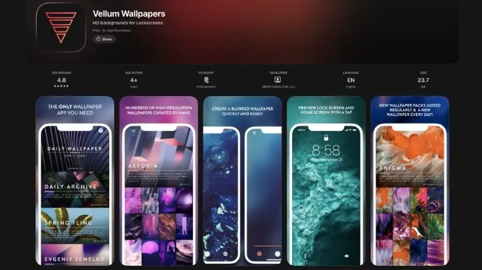 Vellum là top ứng dụng tải hình nền cho iPhone