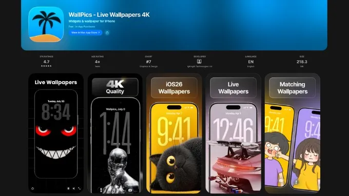 WallPics là top ứng dụng tải hình nền cho iPhone