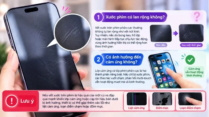 Xước phim iPhone có lan rộng không? Có ảnh hưởng gì?